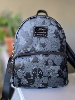 Loungefly Disney Villains Debossed All Over Print  Double Strap Shoulder Bag